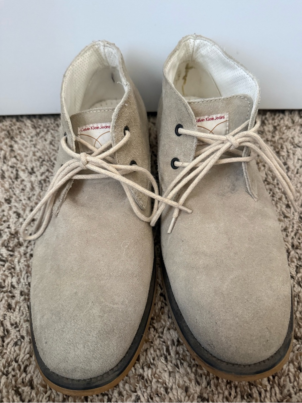 Calvin Klein Men’s Suede Chukka Boots in Light Beige